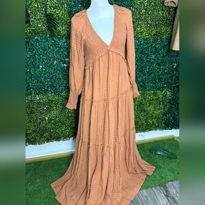 Elegant Tan Maxi Dress